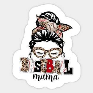 Baseball Mama Messy Bun Leopard Sticker